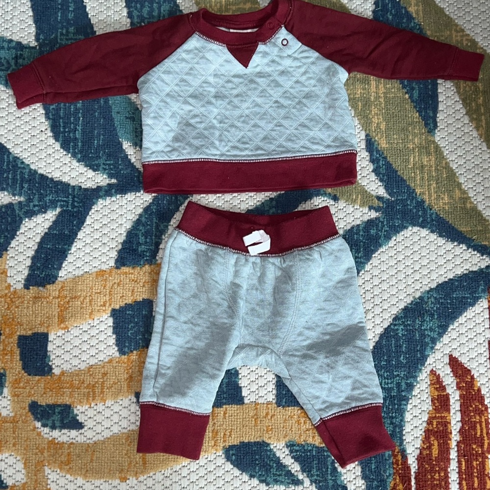 Maroon & Grey Baby Boy 2 PIECE
